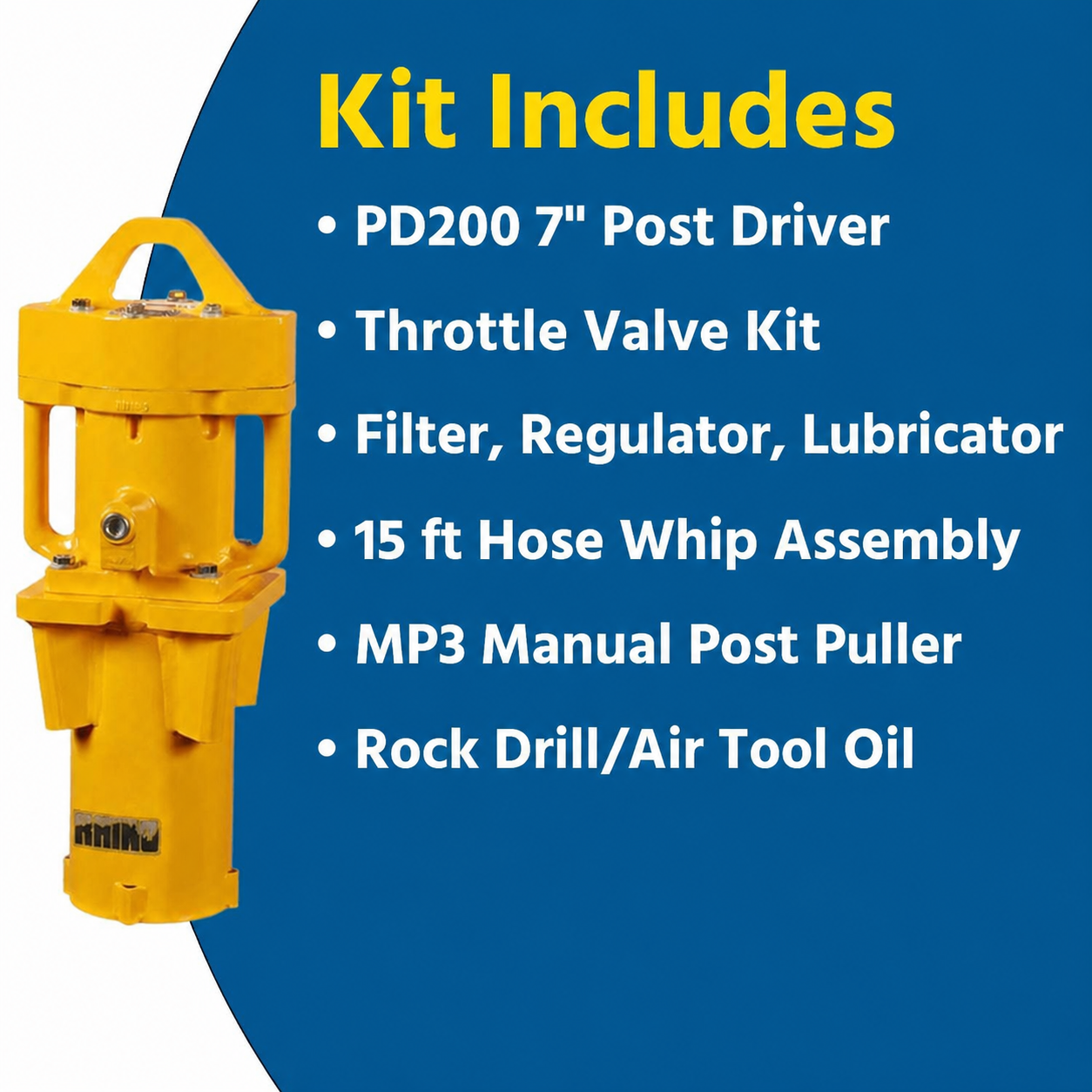 Rhino PD-200 with 7" Chuck Post Driver Utility Kit