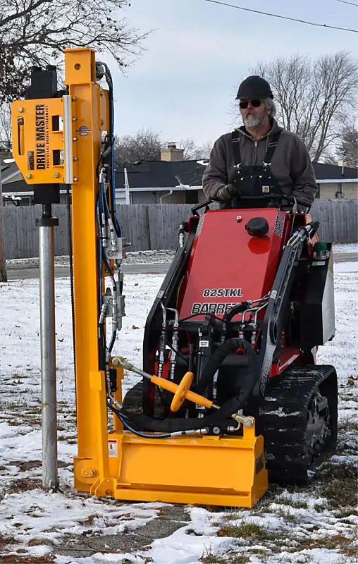 Rhino Drive Master mini skid steer post driver attachment