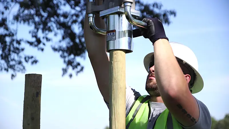 Close-up of the master chuck on a Rhino gas post driver