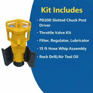 Rhino PD-200 with Slotted Sheet Pile Post Driver Kit