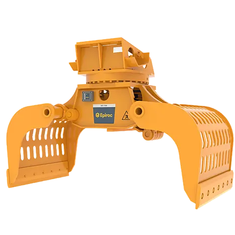 Epiroc MG 1500 R Hydraulic Multi Grapple with HATCON – angled front view Epiroc MG 1500 R Hydraulic Multi Grapple with HATCON – angled front view
