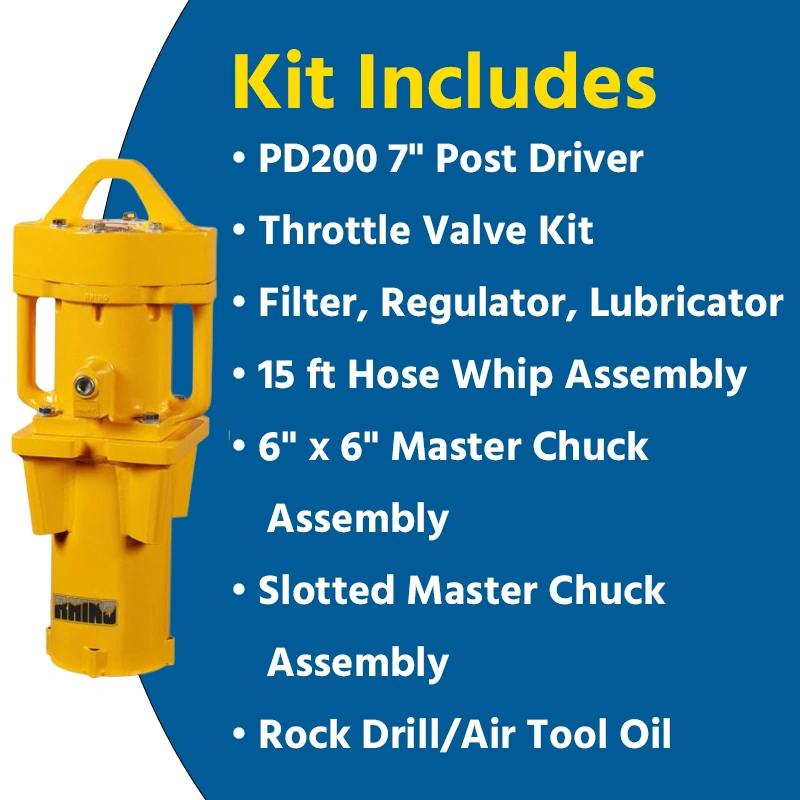 Rhino PD-200 with 7" Chuck Post Driver Pile Driving Kit