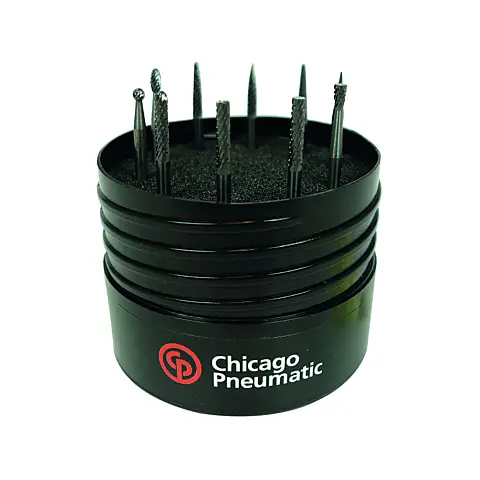 Chicago Pneumatic BURR KIT DOUBLE CUT 1/8" SHANK 10PC IMP - front