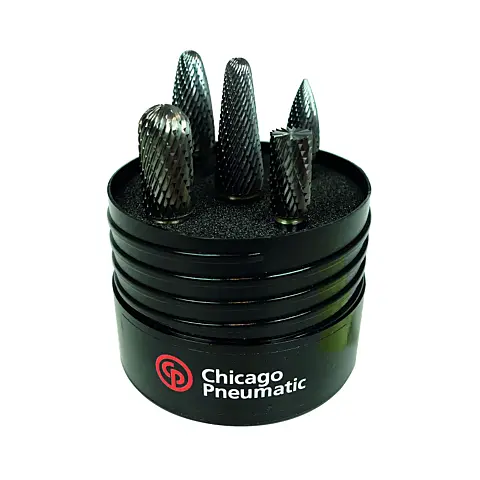 Chicago Pneumatic BURR KIT  DOUBLE CUT 1/4" SHANK 5PC IMP - front
