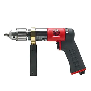 Chicago Pneumatic CP9789C - 1/2 Inch (13 mm) Air Drill, Keyed Chuck, Pistol Handle, 0.47 HP / 350 W, Stall Torque 10.3 ft. lbf / 14 Nm - 840 RPM