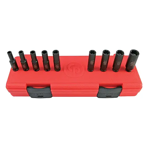 cpi-ss209dg_front Chicago Pneumatic SS209DG 1/4" Drive Set of 9 pcs SAE/Imperial Deep Magnetic Impact Sockets - front