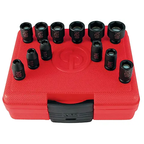 cpi-ss2112g_front Chicago Pneumatic SS2112G 1/4" Drive Set of 12pcs Metric Magnetic Impact Sockets - front