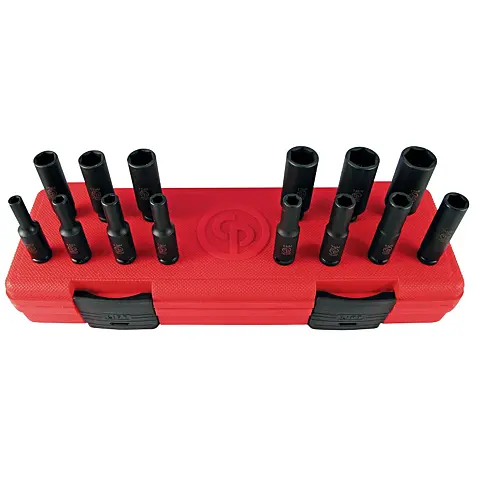 cpi-ss2114d_front Chicago Pneumatic SS2114D 1/4" Drive Set of 14 pcs Metric Deep Impact Sockets - front