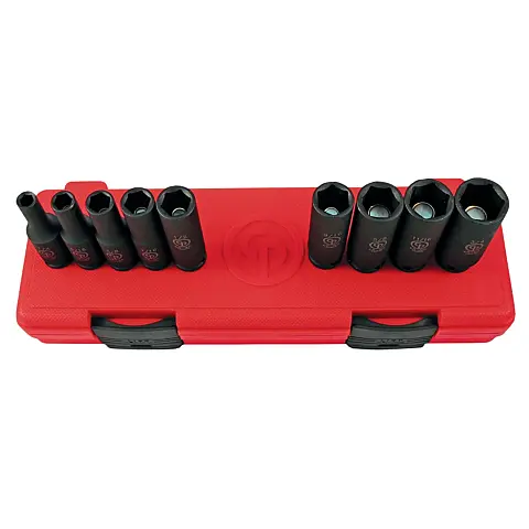 cpi-ss309dg_front Chicago Pneumatic SS309DG 3/8" Drive Set of 9 pcs SAE/Imperial Deep Magnetic Impact Sockets - front