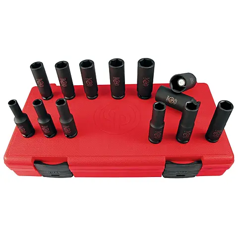 cpi-ss3113dg_front Chicago Pneumatic SS3113DG 3/8" Drive Set of 13 pcs Metric Deep Magnetic Impact Sockets - front