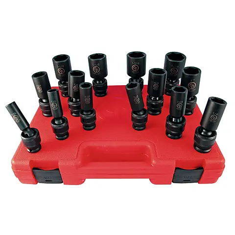 cpi-ss4014du_front Chicago Pneumatic SS4014DU 1/2" Drive Set of 14 pcs SAE/Imperial Deep Universal Impact Sockets - front