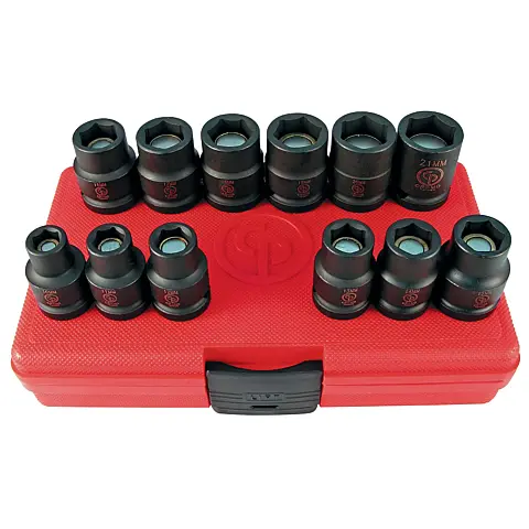 cpi-ss4112g_front Chicago Pneumatic SS4112G 1/2" Dive Set of 12 pcs Metric Magnetic Impact Sockets - front