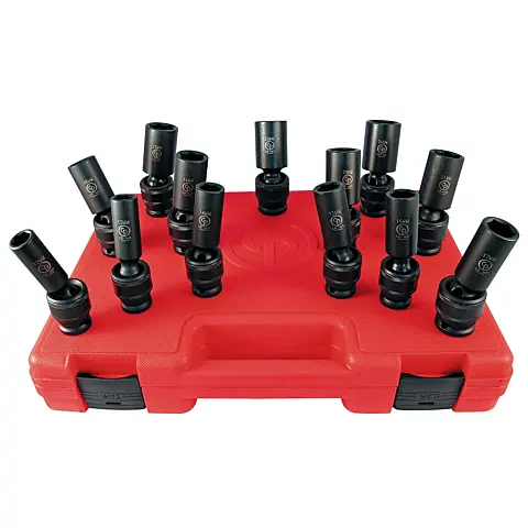 cpi-ss4113du_front Chicago Pneumatic SS4113DU 1/2" Drive Set of 13 pcs Metric Deep Universal Impact Sockets - front