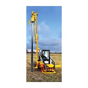 Solar Pro Unit Only - the omni-adjustable skid steer pile driver alone, for fleets that already carry anvils and adapters. Rhino part no. 360001.
