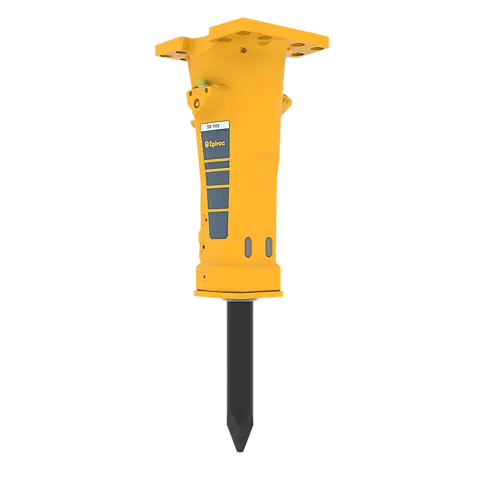 Epiroc SB 1102 Carrier Mounted Hydraulic Breaker - left view, 130° with HATCON Epiroc SB 1102 hydraulic breaker, left view, 130° with HATCON