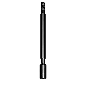 Top hammer male/female extension drill rod with hex bar, male thread and female coupling end