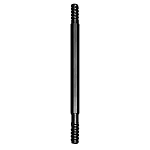 Top hammer male/male extension drill rod with hex bar and threaded ends