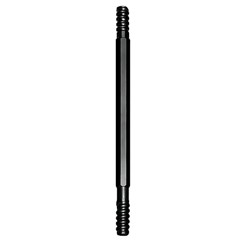 Top hammer male/male extension drill rod with hex bar and threaded ends