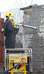 man using core drill