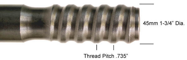Ext Rod - T45 Male All Thread - 2' Ext Rod