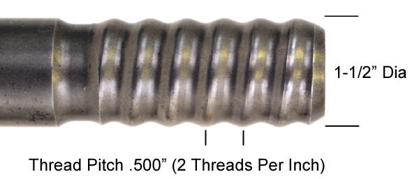 Ext Rod - R38 Male All Thread