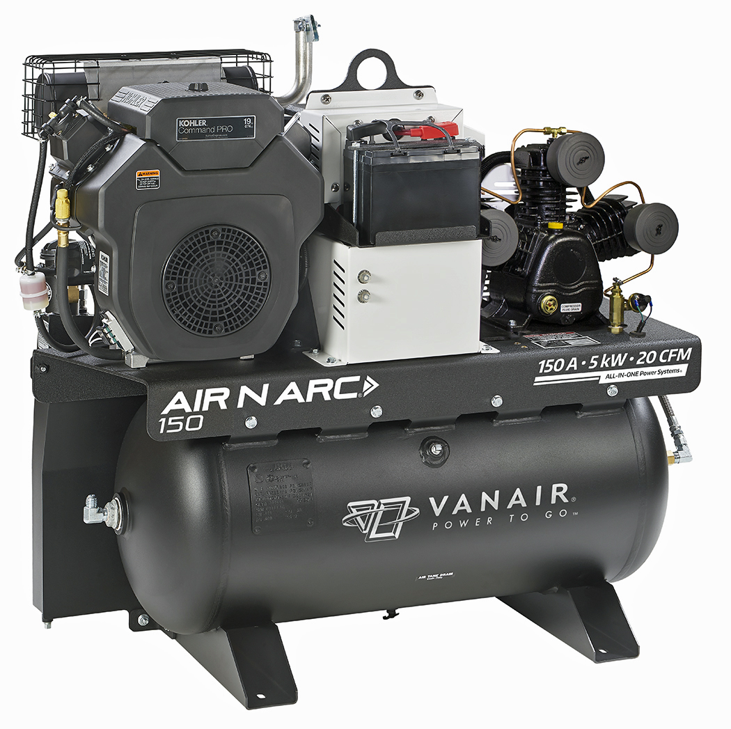 Air-N-Arc 150 Air Compressor - 19HP, 30Gal Air Storage, 11.5Gal Fuel Storage - Click Image to Close